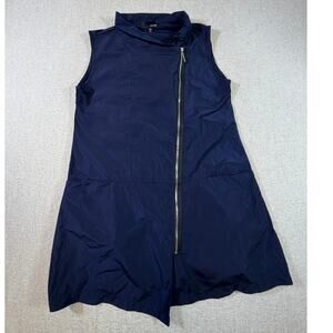 Sun Kim Vest Asymmetric Lagenlook Blue Pockets  Travel Minimalist Windbreaker M